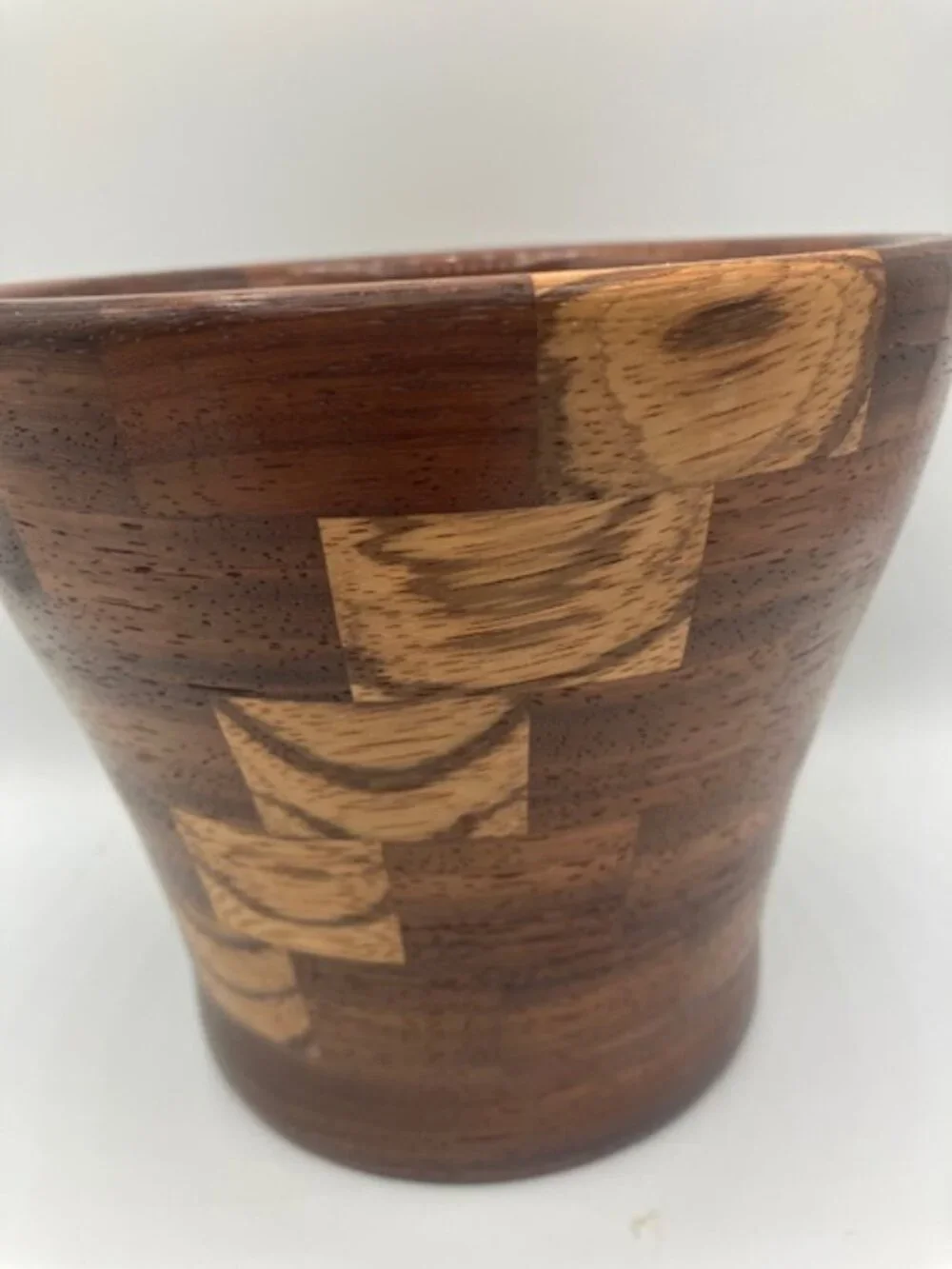 Wooden Bowl / Vase Handcrafted Slant Style Design of Segmented‎ Wood 5.5